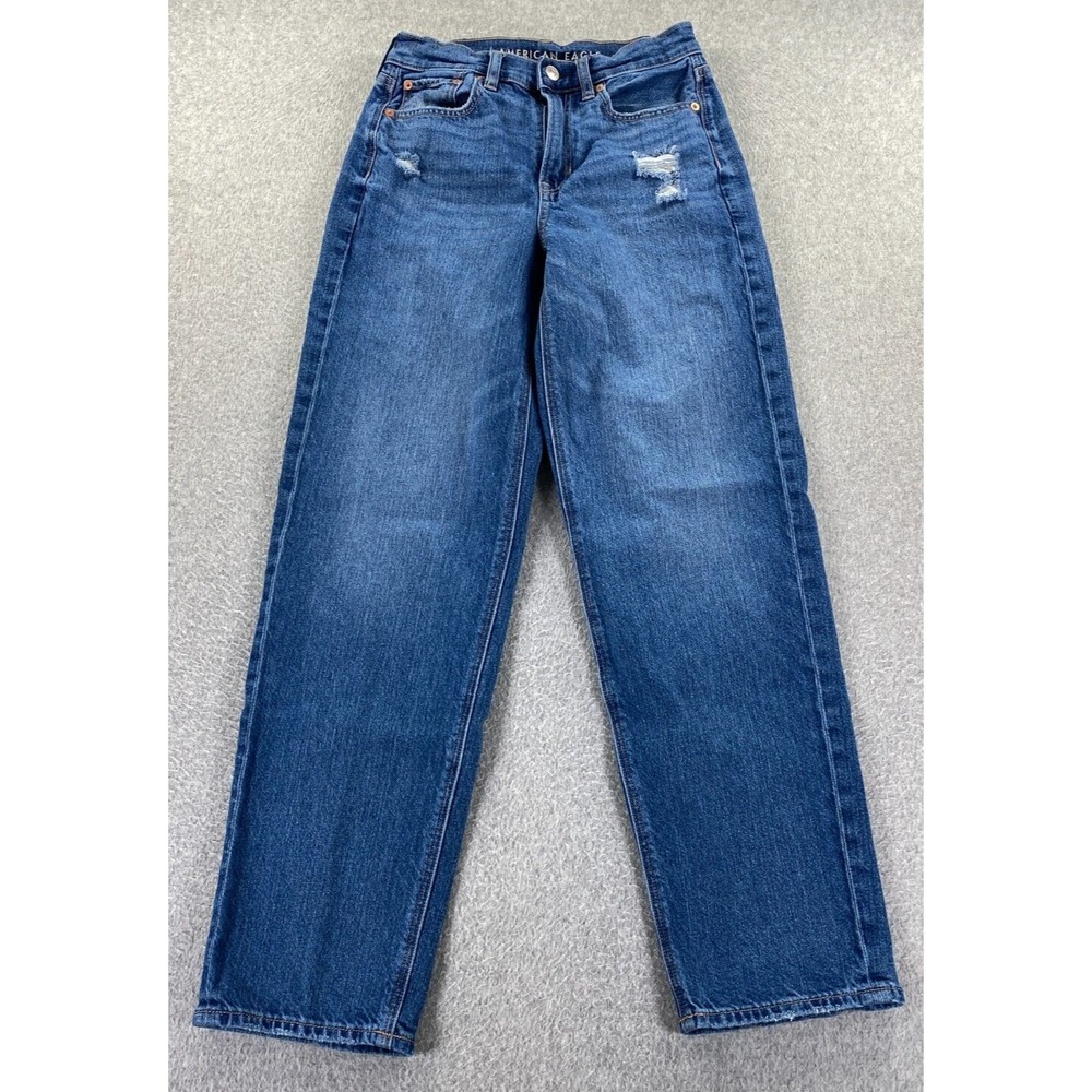 American Eagle Women's Size 0 Reg Super High Rise Baggy Straight Strigid Jeans